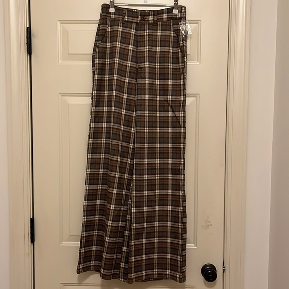 RSQ Womens Wide Leg Brown Plaid Pants/NWT/S - Picture 15 of 16